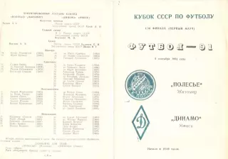 Полесье Житомир - Динамо Минск 04.09.1991. Кубок СССР.