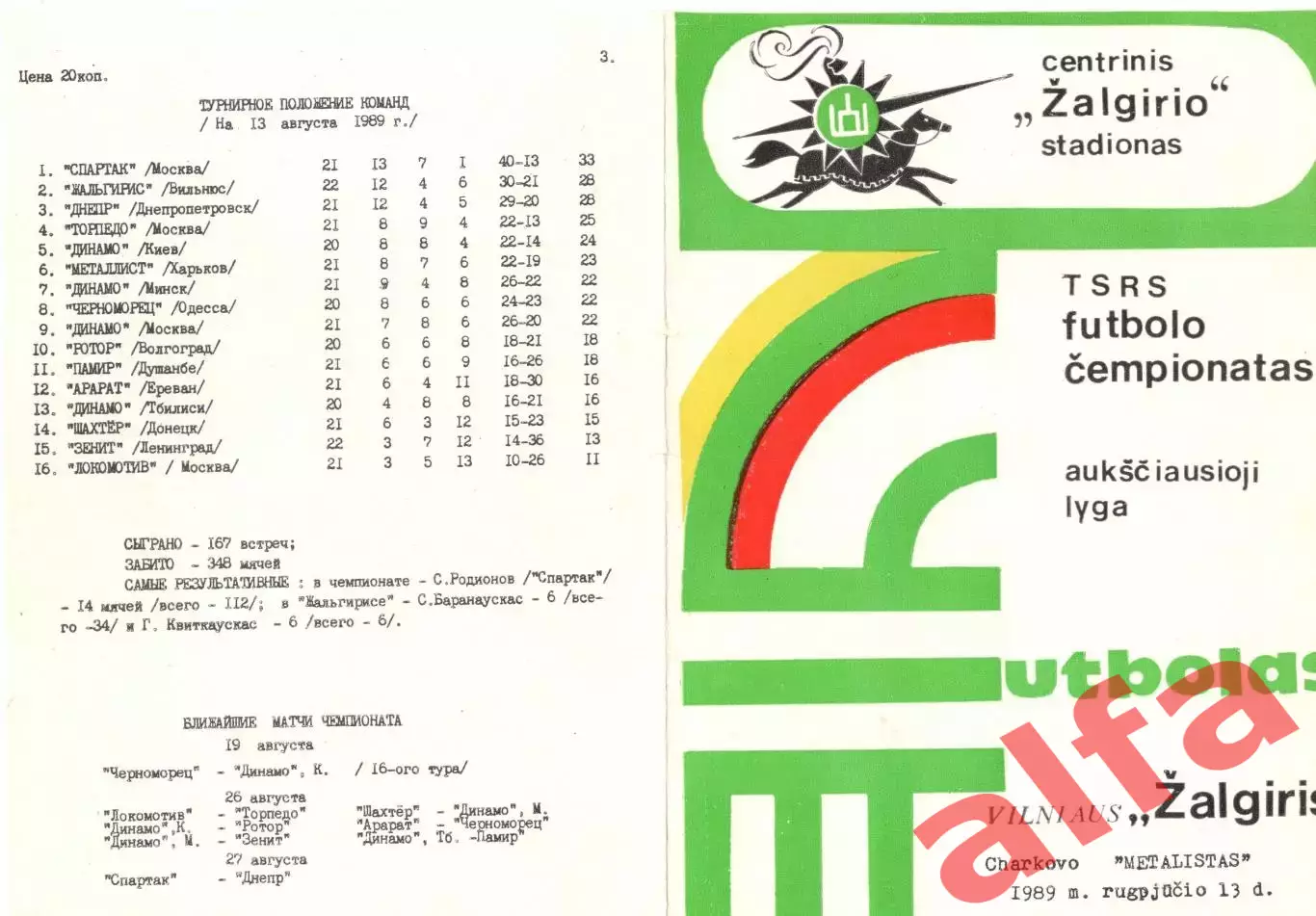 Жальгирис Вильнюс - Металлист Харьков 1989