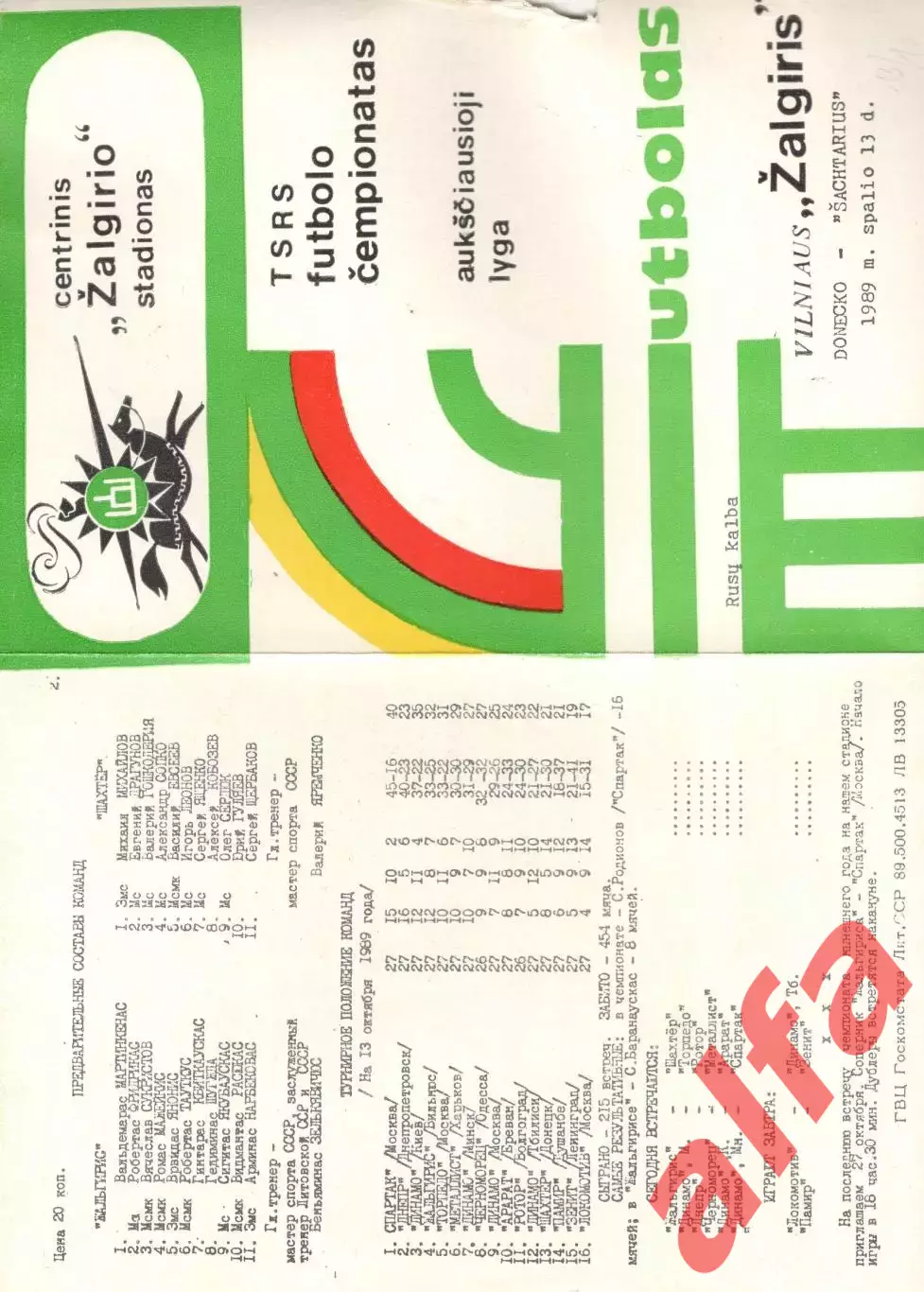 Жальгирис Вильнюс - Шахтер Донецк 1989