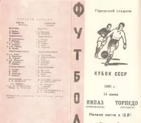Кяпаз Кировабад - Торпедо Кутаиси 14.06.1986. Кубок СССР.