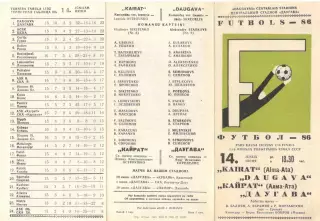 Даугава Рига - Кайрат Алма-Ата 14.06.1986. Кубок СССР.
