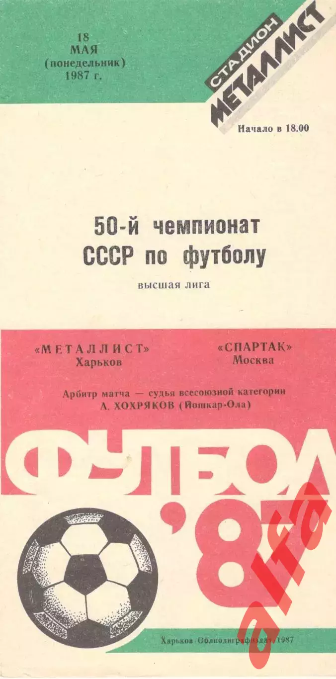 Металлист Харьков - Спартак Москва 18.05.1987