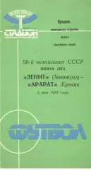 Зенит Ленинград - Арарат Ереван 02.05.1987.
