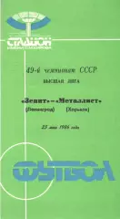 Зенит Ленинград - Металлист Харьков 25.05.1986