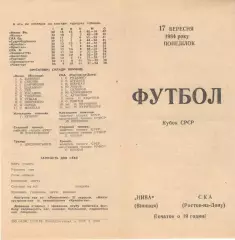 Нива Винница - СКА Ростов-на-Дону 17.09.1984. Кубок СССР