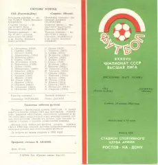 СКА Ростов-на-Дону - Спартак Москва 24.11.1984