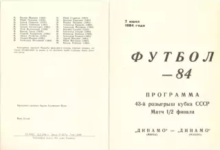 Динамо Минск - Динамо Москва 07.06.1984. Кубок СССР.