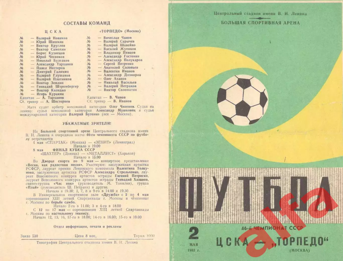 ЦСКА - Торпедо Москва 02.05.1983