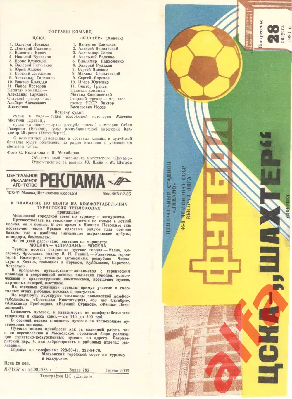 ЦСКА - Шахтер Донецк 28.08.1983