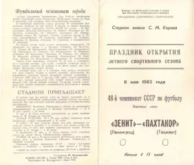 Зенит Ленинград - Пахтакор Ташкент 08.05.1983