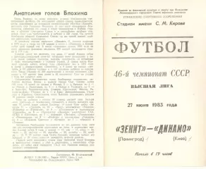Зенит Ленинград - Динамо Киев 27.06.1983