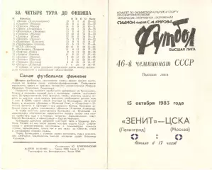 Зенит Ленинград - ЦСКА 15.10.1983