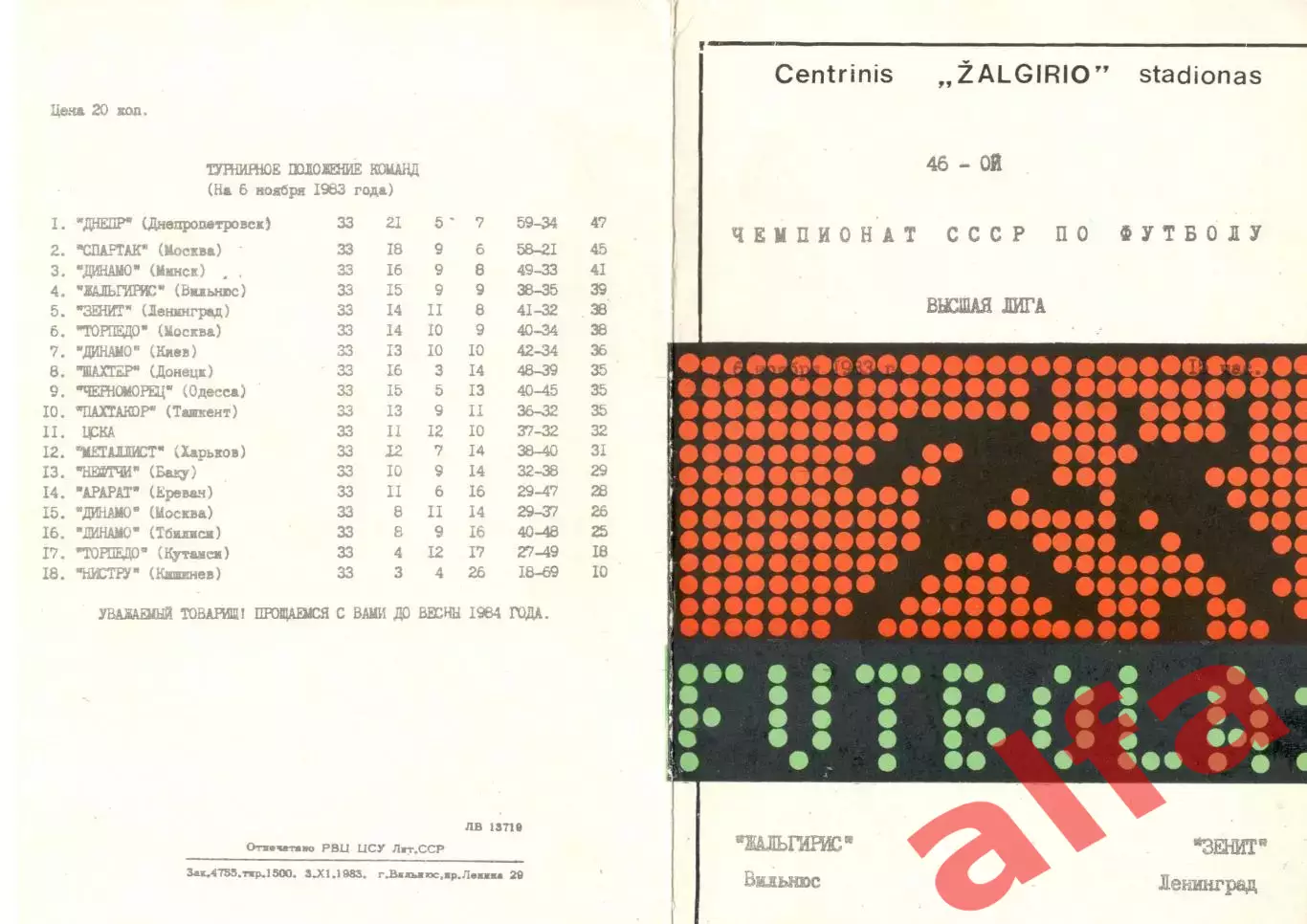 Жальгирис Вильнюс - Зенит Ленинград 1983