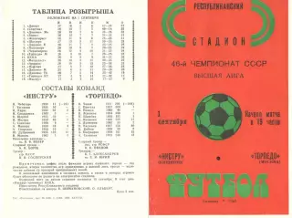 Нистру Кишинев - Торпедо Москва 01.09.1983
