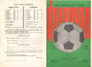 Нистру Кишинев - Днепр Днепропетровск 23.10.1983