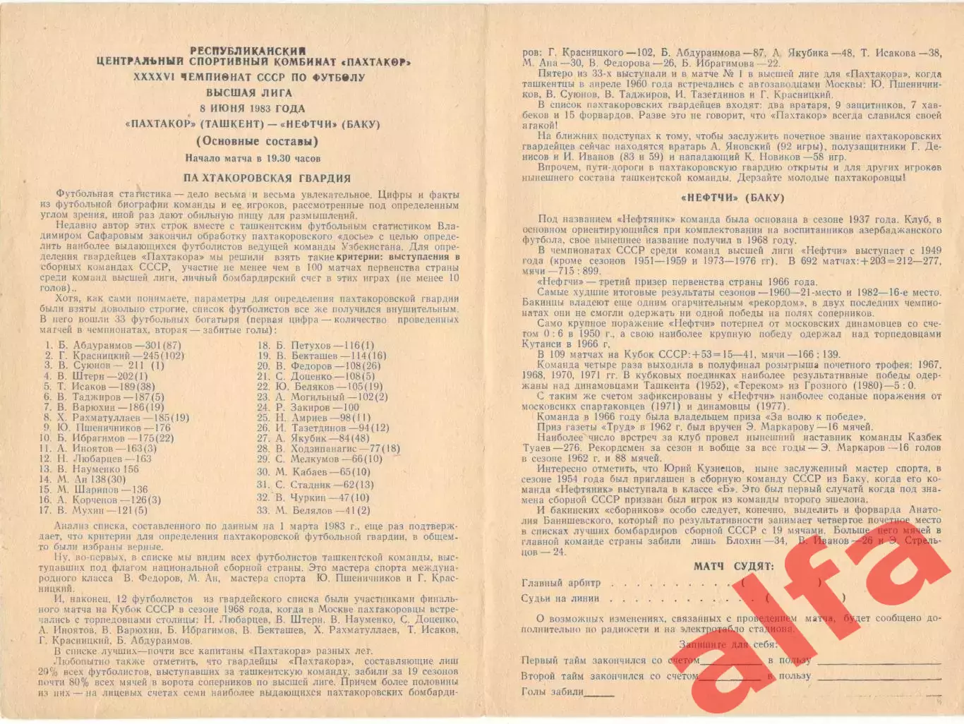 Пахтакор Ташкент - Динамо Киев 24.06.1983.