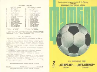 Спартак Москва - Металлист Харьков 02.05.1982.