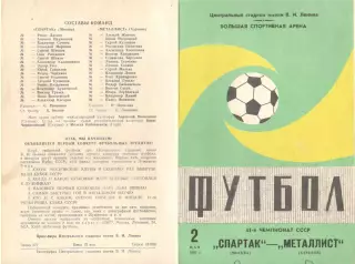Спартак Москва - Металлист Харьков 02.05.1982 (2-й вид)