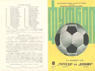 Торпедо Москва - Динамо Москва 08.08.1982