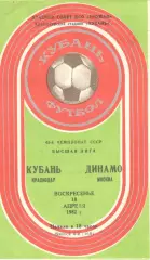 Кубань Краснодар - Динамо Москва 18.04.1982