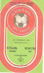 Кубань Краснодар - Нефтчи Баку 29.03.1982
