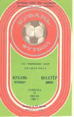 Кубань Краснодар - Шахтер Донецк 17.07.1982