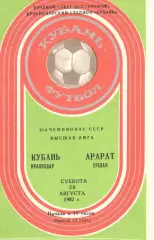 Кубань Краснодар - Арарат Ереван 28.08.1982