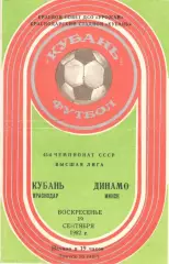 Кубань Краснодар - Динамо Минск 19.09.1982