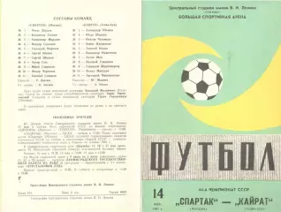 Спартак Москва - Кайрат Алма-Ата 14.05.1981