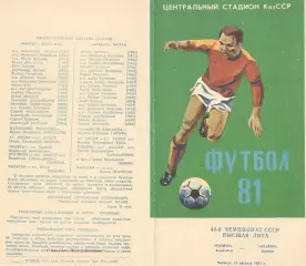 Кайрат Алма-Ата -Арарат Ереван 13.08.1981