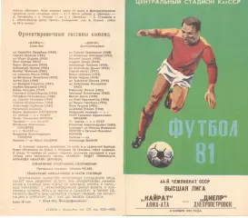 Кайрат Алма-Ата - Днепр Днепропетровск 08.11.1981