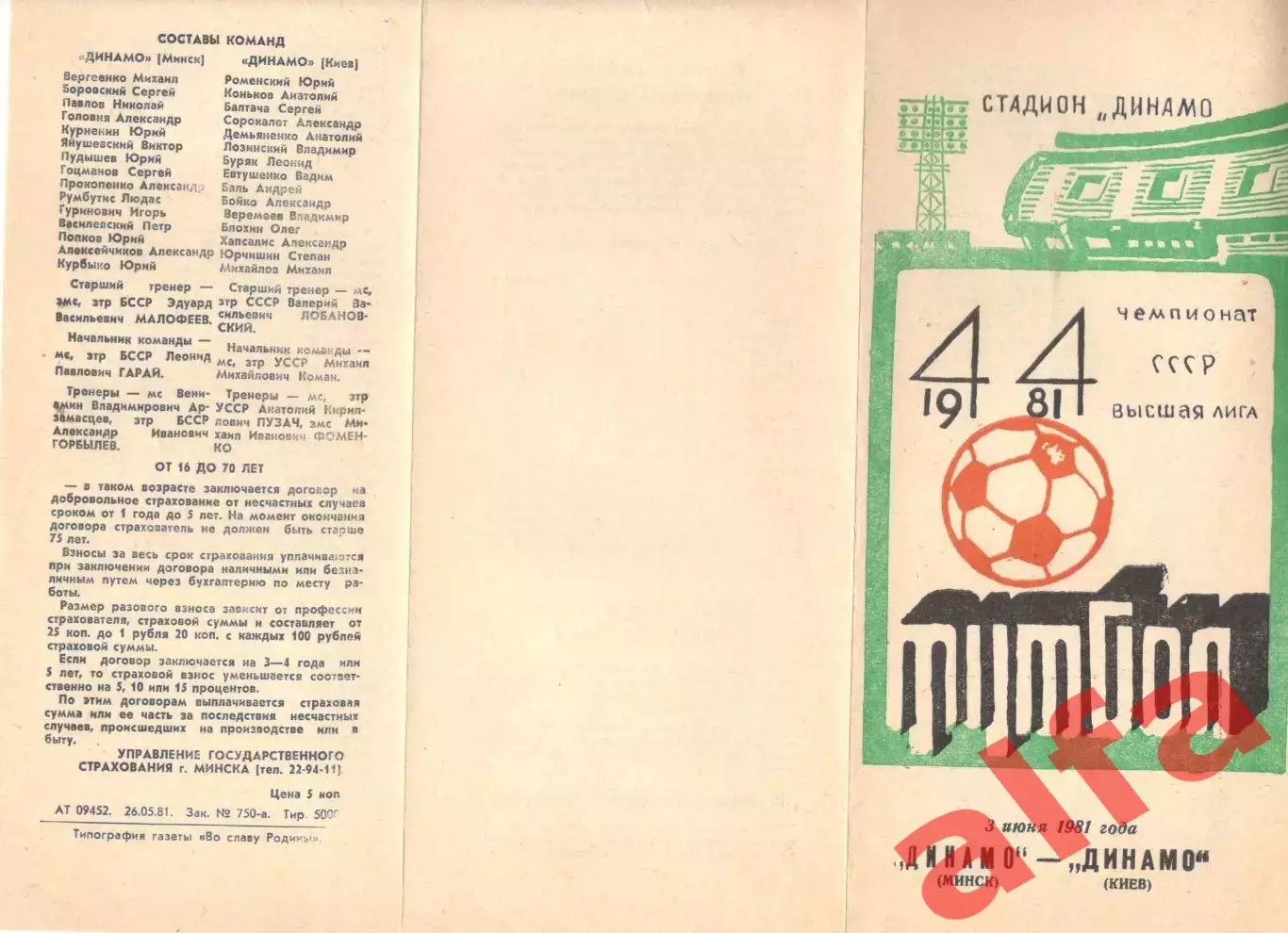 Динамо Минск - Динамо Киев 03.06.1981