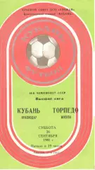 Кубань Краснодар - Торпедо Москва 26.09.1981