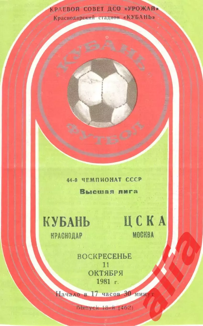 Кубань Краснодар - ЦСКА 11.10.1981