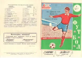 Таврия Симферополь - Кайрат Алма-Ата 04.08.1981