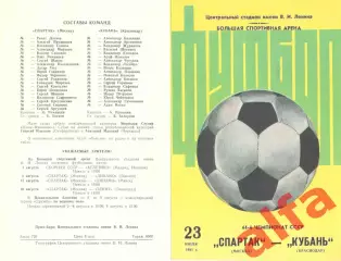 Спартак Москва - Кубань Краснодар 23.07.1981