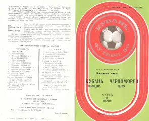 Кубань Краснодар - Черноморец Одесса 18.06.1980.