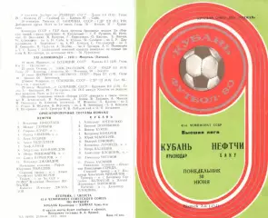 Кубань Краснодар - Нефтчи Баку 30.06.1980.