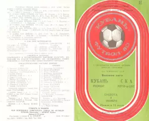 Кубань Краснодар - СКА Ростов-на-Дону 08.11.1980.