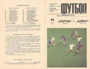 Спартак Москва - Кайрат Алма-Ата 14.05.1979