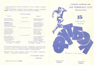 Торпедо Москва - Арарат Ереван 15.09.1979
