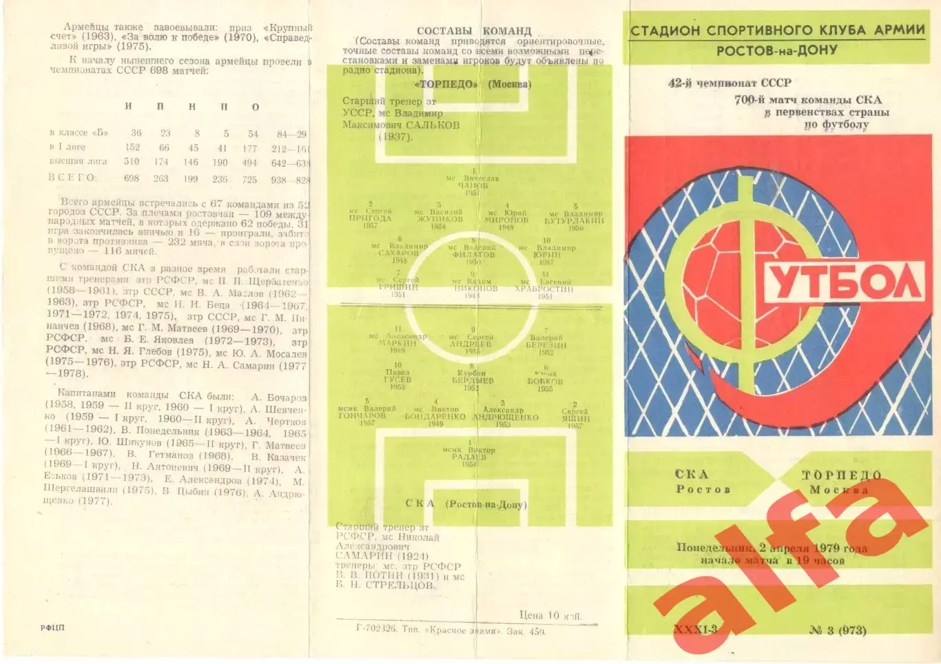 СКА Ростов-на-Дону - Торпедо Москва 02.04.1979