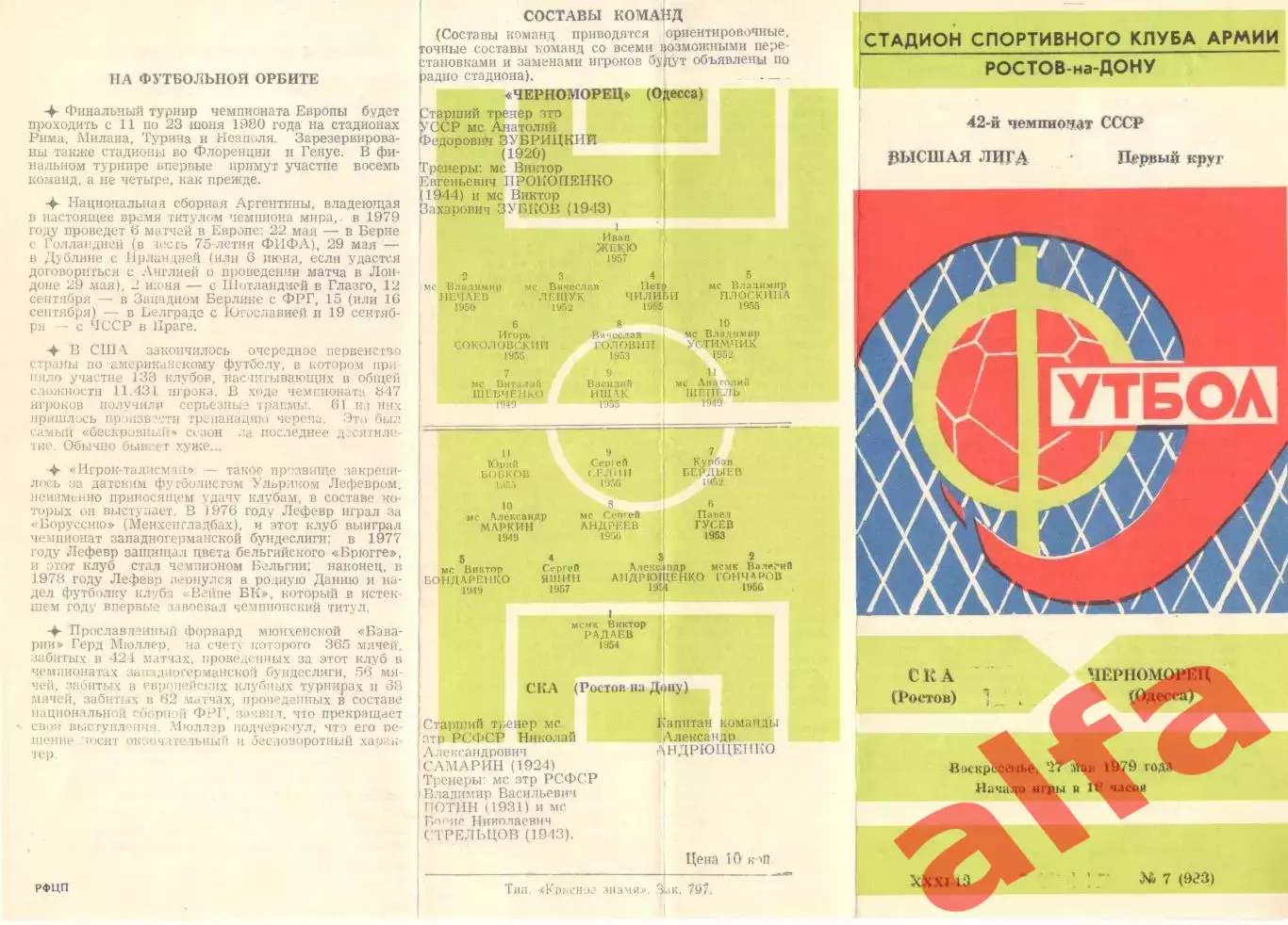 СКА Ростов-на-Дону - Черноморец Одесса 27.05.1979