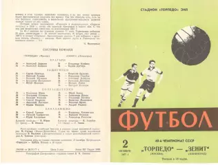 Торпедо Москва - Зенит Ленинград 02.10.1977
