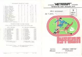 Крылья Советов Куйбышев - ЦСКА 09.06.1977.