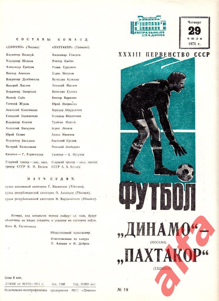 Динамо Москва - Пахтакор Ташкент 29.07.1971