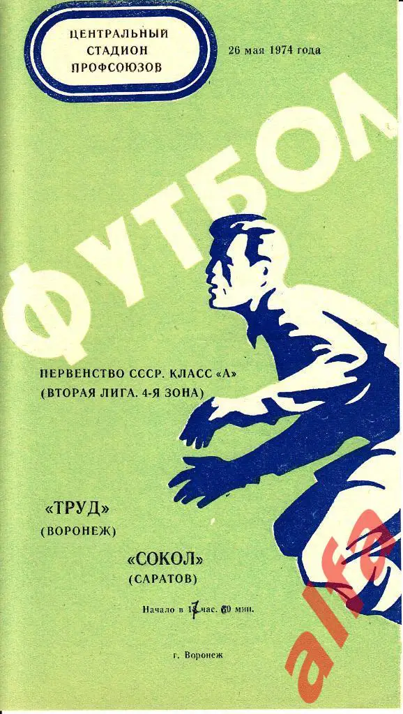 Труд Воронеж - Сокол Саратов 26.05.1974