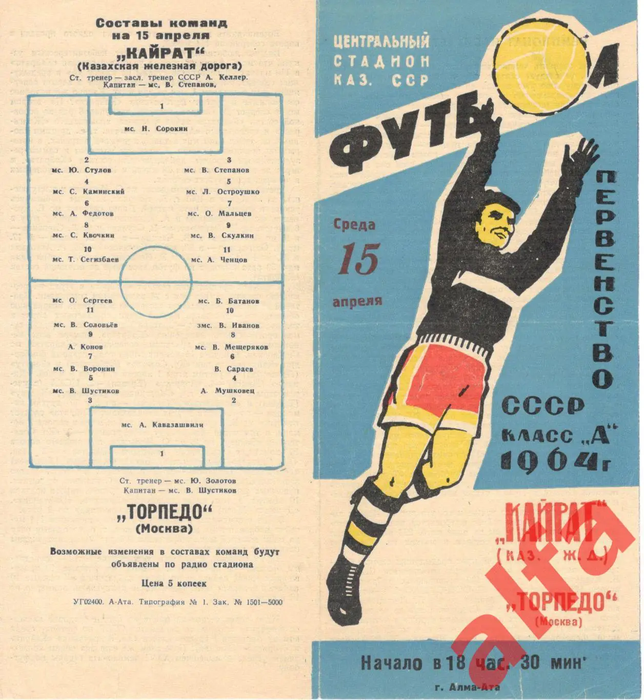 Кайрат Алма-ата - Торпедо Москва 15.4.1964