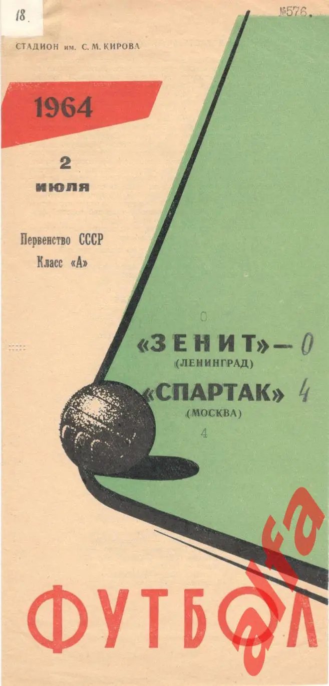 Зенит Ленинград - Спартак Москва 2.7.1964