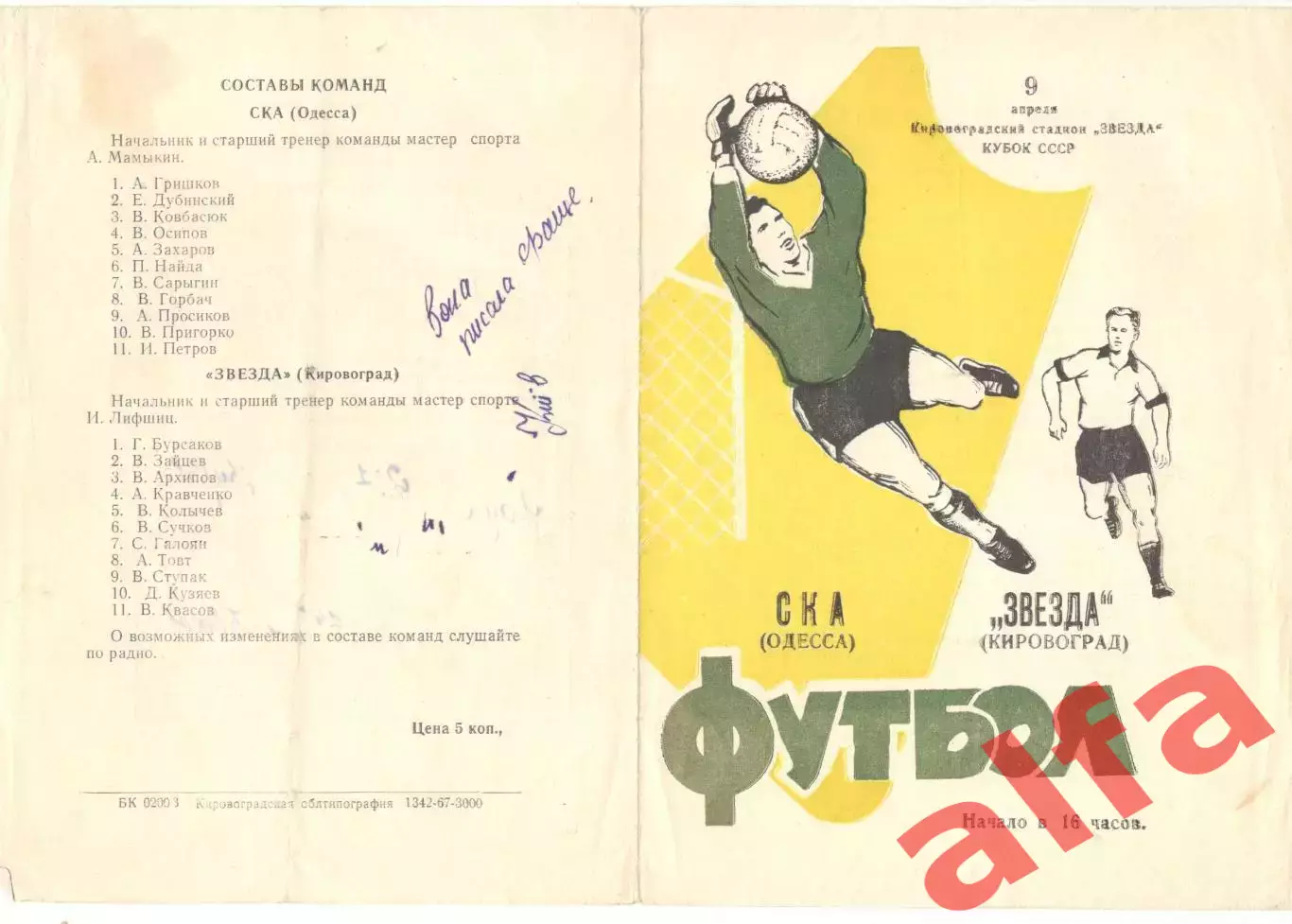 Звезда Кировоград - СКА Одесса. Кубок.